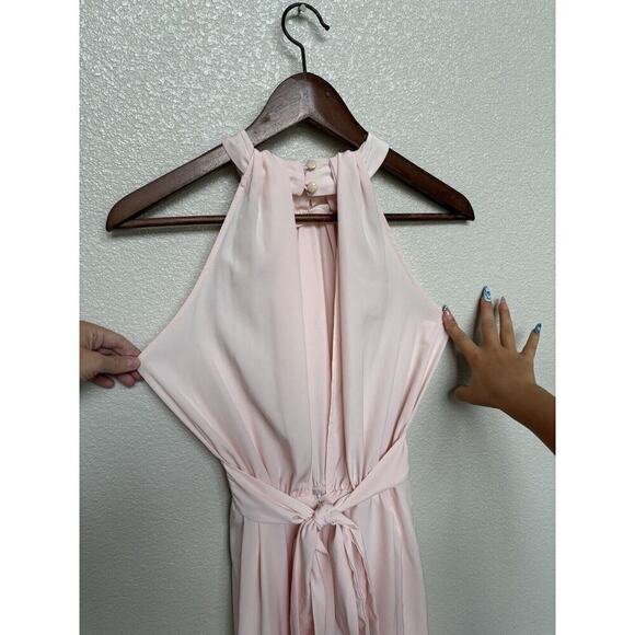 NWT ASOS pink drapy halter neck dress sheer flowy feminine cocktail 2 midi chic - Picture 4 of 7